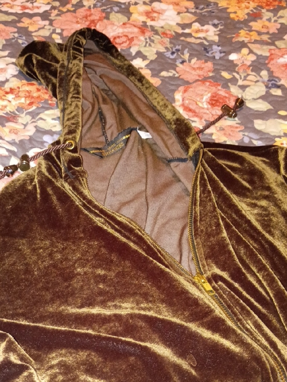 Othr Velvet Hooded Jumpsuit in Brown